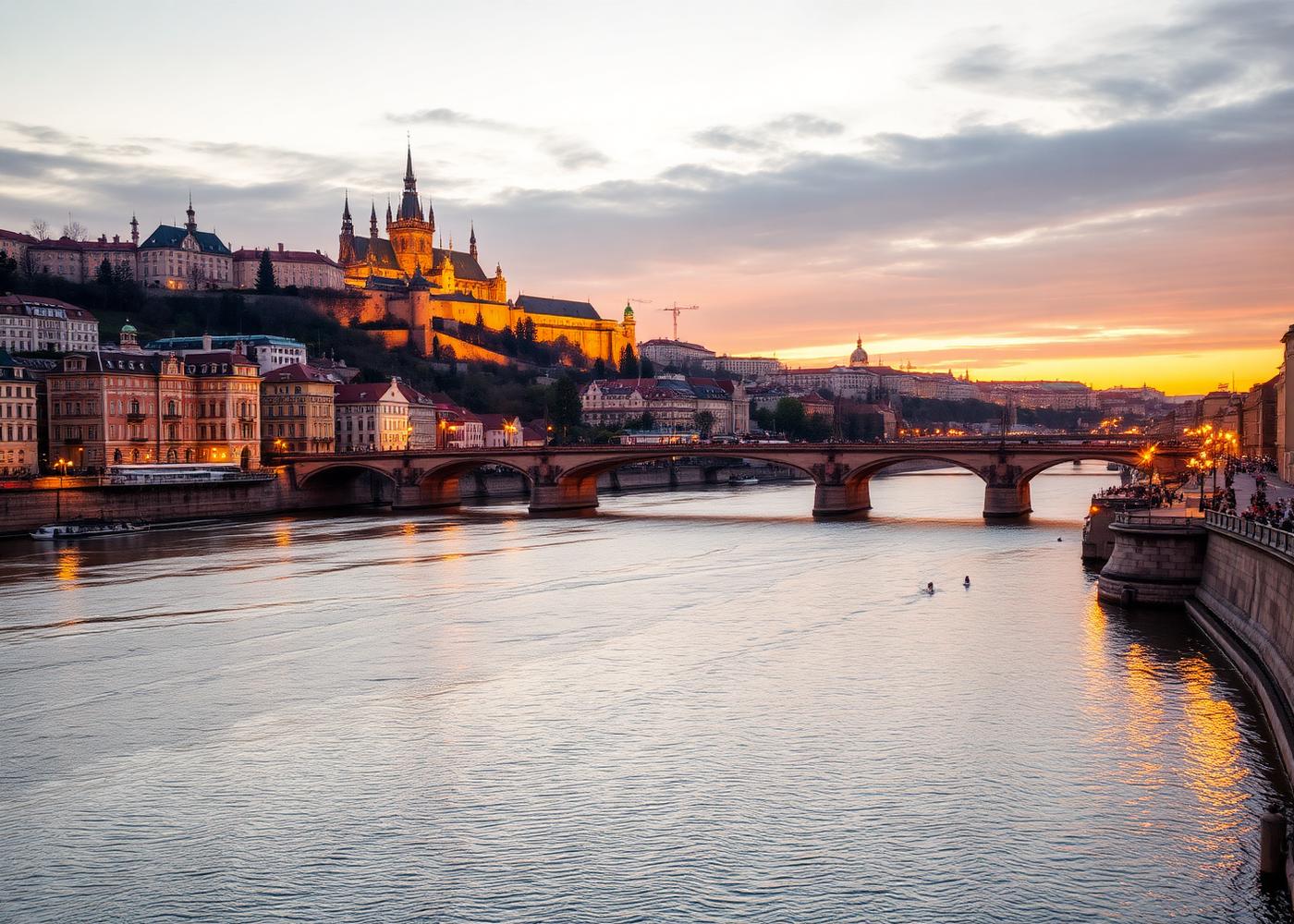 Prag Kalesi ve Vltava nehri